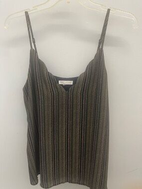 Socialite Black Cami with Multicolor Metallic Stripes